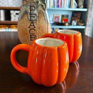 2 Royal Norfolk Pumpkin Mugs, Halloween, Fall, Orange